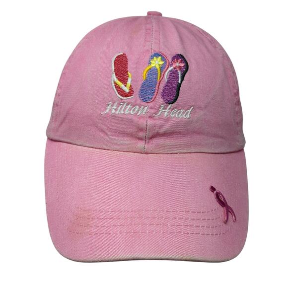 Hilton Head Flip Flops Strapback Hat Pink One Size Embroidered Jhats - Picture 1 of 9